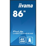 iiyama ProLite LH8675UHS-B1AG 85.6" 4K Ultra HD Public Display Zwart, HDMI, DisplayPort, LAN, WiFi, USB, Audio, Android