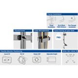 ACT Connectivity Monitorarm office, op voet met gasveer, crossbar, 2 schermen Zwart