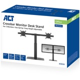 ACT Connectivity Monitorarm office, op voet met gasveer, crossbar, 2 schermen Zwart