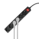 ACT Connectivity Stekkerdoos met lichtgevende schakelaar, 6 sockets, 3 m, zwart stekkerdoos Zwart