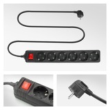 ACT Connectivity Stekkerdoos met lichtgevende schakelaar, 6 sockets, 3 m, zwart stekkerdoos Zwart