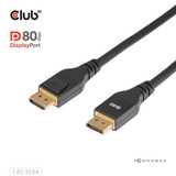 Club 3D Gecertificeerde Displayport 2.1 VESA DP80 kabel Zwart, 2 meter, 8K 240Hz, 10K 60Hz, 80Gbps