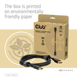 Club 3D Gecertificeerde Displayport 2.1 VESA DP80 kabel Zwart, 2 meter, 8K 240Hz, 10K 60Hz, 80Gbps