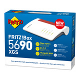 FRITZ! Box 5690 XGS Edition International glasvezel router Wit/rood, Mesh Wi-Fi, 10 Gbit/s