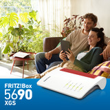 FRITZ! Box 5690 XGS Edition International glasvezel router Wit/rood, Mesh Wi-Fi, 10 Gbit/s