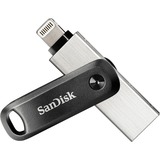 SanDisk iXpand Go 64 GB usb-stick Zwart/zilver, USB-A 3.2 Gen 1, Apple Lightning Connector