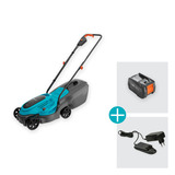 GARDENA Grasmaaier EasyMax 32/18V Turquoise/grijs, 1x systeemaccu P4A PBA 18V/72, 1x snellader P4A AL 1830 CV inbegrepen