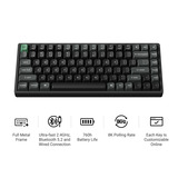 Keychron K2 Ultra 8K Wireless Custom Mechanical Keyboard Zwart, US lay-out (QWERTY), Keychron Apex Red, 75%, RGB leds, OSA Double-shot PBT, USB-C | 2.4 GHz | Bluetooth 5.2
