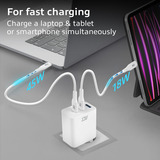 ACT Connectivity USB-C/USB-A lader 65W 3-poorts met Power Delivery PPS, QuickCharge en GanFast Wit
