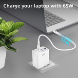 ACT Connectivity USB-C/USB-A lader 65W 3-poorts met Power Delivery PPS, QuickCharge en GanFast Wit