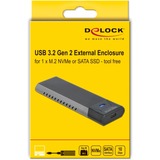DeLOCK Externe USB Type-C combo behuizing voor M.2 NVMe PCIe of SATA SSD externe behuizing Zwart, 42638