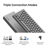 Keychron K2 HE-F1C Concrete Edition, toetsenbord Zwart/houtkleur, US lay-out, Gateron Double-Rail Magnetic Nebula, 75%, RGB leds, OSA double-shot PBT, hot swap, 2.4GHz | Bluetooth 5.2 | USB-C