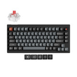 Keychron V1W-D1 8K QMK Wired Custom Mechanical Keyboard Zwart, US lay-out (QWERTY), Keychron Super Red, 75%, RGB leds, Double-shot PBT, hot swap, 8K, Knop