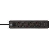 Brennenstuhl Ecolor 4-voudige stekkerdoos met 2 USB-laadaansluitingen stekkerdoos Zwart, 2x USB-C