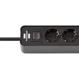 Brennenstuhl Ecolor 4-voudige stekkerdoos met 2 USB-laadaansluitingen stekkerdoos Zwart, 2x USB-C