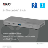 Club 3D 5-1 Thunderbolt 5 Hub Triple video dockingstation Grijs
