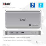 Club 3D 5-1 Thunderbolt 5 Hub Triple video dockingstation Grijs