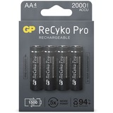 GP Batteries AA batterij Oplaadbaar NiMH 2000 mAh ReCyko Pro 1,2V 4 stuks oplaadbare batterij Zwart