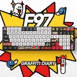 Iqunix F97 Graffiti Diary Wireless Mechanical Keyboard Zwart, US lay-out (QWERTY), Cherry MX Blue, 96%, RGB leds, Hot-swappable, PBT, 2.4GHz | Bluetooth 5.1 | USB-C