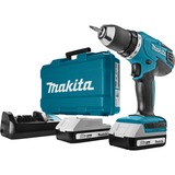 Makita 18 V Boor-/schroefmachine DF457DWE schroefboor Blauw/zwart, Koffer, oplader en 2 accu's inbegrepen