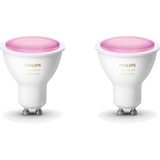Philips Hue White and Color Ambiance 2-pack GU10 ledlamp 2000K - 6500K, Dimbaar