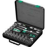 Wera 8100 SC 2 Zyklop Speed-ratelset, 1/2", 37‑delig gereedschapsset Zwart/groen, Snelheidsratel met draaibare kop