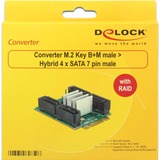DeLOCK Converter M.2 Key B+M > Hybrid 4 x SATA adapter 62850