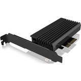ICY BOX IB-PCI214M2-HSL, uitbreidingskaart voor NVMe-SSD adapter Zwart, Met heatsink en ledstrook
