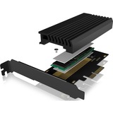 ICY BOX IB-PCI214M2-HSL, uitbreidingskaart voor NVMe-SSD adapter Zwart, Met heatsink en ledstrook
