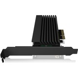 ICY BOX IB-PCI214M2-HSL, uitbreidingskaart voor NVMe-SSD adapter Zwart, Met heatsink en ledstrook