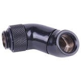 Alphacool Angled adaptor double 45° revolvable G1/4'' verbinding Zwart