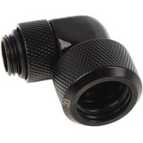 Alphacool Eiszapfen 16 mm HardTube compressiefitting 90° draaibaar G1/4" verbinding Zwart, Gekarteld, diep zwart
