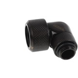 Alphacool Eiszapfen 16 mm HardTube compressiefitting 90° draaibaar G1/4" verbinding Zwart, Gekarteld, diep zwart