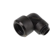 Alphacool Eiszapfen 16 mm HardTube compressiefitting 90° draaibaar G1/4" verbinding Zwart, Gekarteld, diep zwart