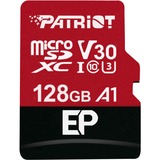 Patriot EP Series microSDXC 128 GB geheugenkaart Zwart/rood, UHS-I U3, Class 10, V30, A1, Incl. SD Adapter