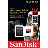 SanDisk Extreme PRO 32 GB microSDHC geheugenkaart UHS-I U3, Class 10, V30, A1, Incl. SD Adapter