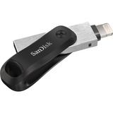 SanDisk iXpand Go 256 GB usb-stick Zwart/zilver, USB-A 3.2 Gen 1, Apple Lightning Connector