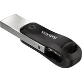 SanDisk iXpand Go 256 GB usb-stick Zwart/zilver, USB-A 3.2 Gen 1, Apple Lightning Connector