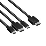 Club 3D Multiport > HDMI adapter 2 meter, 4K 60 Hz, USB Type C + HDMI + MiniDisplayPort naar HDMI
