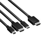Club 3D Multiport > HDMI adapter 2 meter, 4K 60 Hz, USB-C + HDMI + Mini-DisplayPort naar HDMI