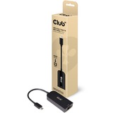 Club 3D USB-C 3.2 Gen 1 naar RJ-45 2.5Gbps adapter Zwart, 0,16 meter