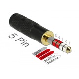 DeLOCK 5-pins stereo 4,4 mm male jack naar 4-pins stereo 2,5 mm female jack adapter Zwart