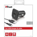 Trust 5W Car Charger met Micro-USB-kabel oplader Zwart, 19347