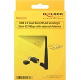 DeLOCK USB 2.0 Dual Band WLAN Stick wlan adapter Zwart