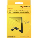 DeLOCK USB 2.0 Dual Band WLAN Stick wlan adapter Zwart