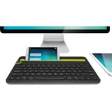 Logitech K480 Bluetooth Multi Device Black, toetsenbord Zwart/geel, US lay-out, Bluetooth