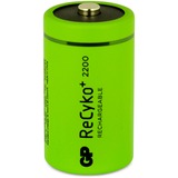GP Batteries ReCyko+ D 2200 - 2 oplaadbare batterijen Groen