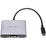 SilverStone USB-C naar VGA adapter Zilver/zwart