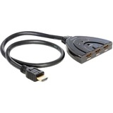 DeLOCK 3x HDMI naar 1x HDMI switch Zwart, 60 centimeter