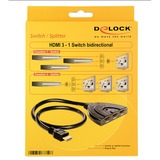 DeLOCK 3x HDMI naar 1x HDMI switch Zwart, 60 centimeter